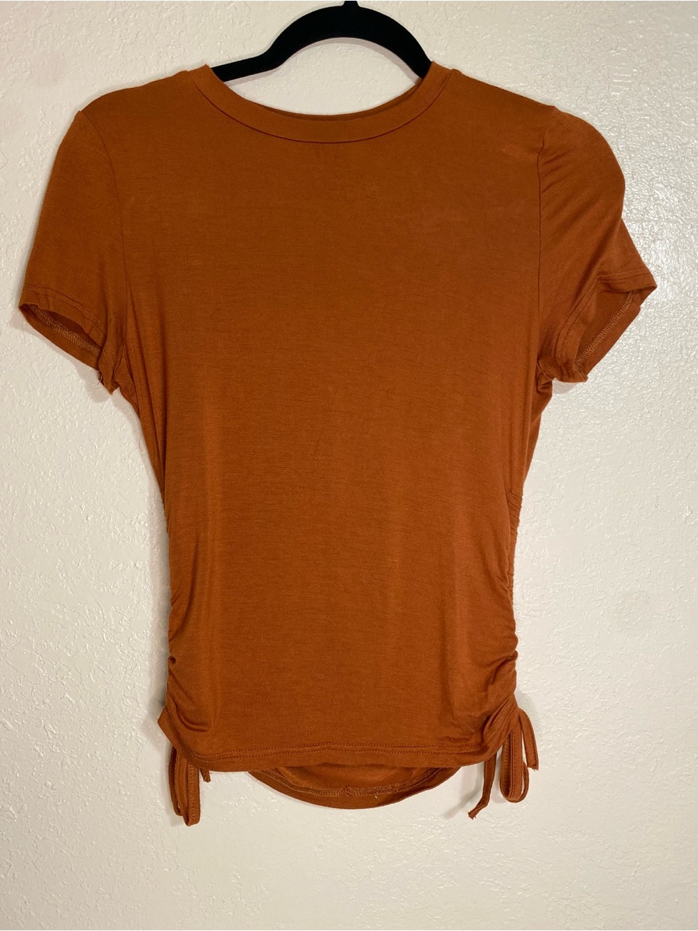 SHEIN Rust Short Sleeve Side-Tie Tee